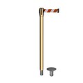 Montour Line Retractable Belt Removable Stanchion, 2ft Pol.Brass Post  9ft. Rd/Wh MX530R-PB-RWD-90